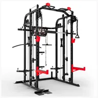 Sportstech Kraftstation Smith Machine SXM150 mit Kabelzug, Klimmzug & Langhantel Power Rack mit Kabelzug, Klimmzug, Langhantel, Bankdrücken, Multipresse - Kraftstation inkl. Griffe für Home Gym